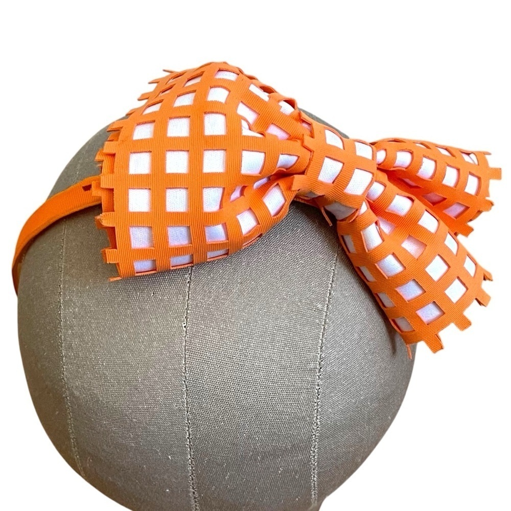4/$25 Orange Gingham Bow Headband - Picture 4 of 7